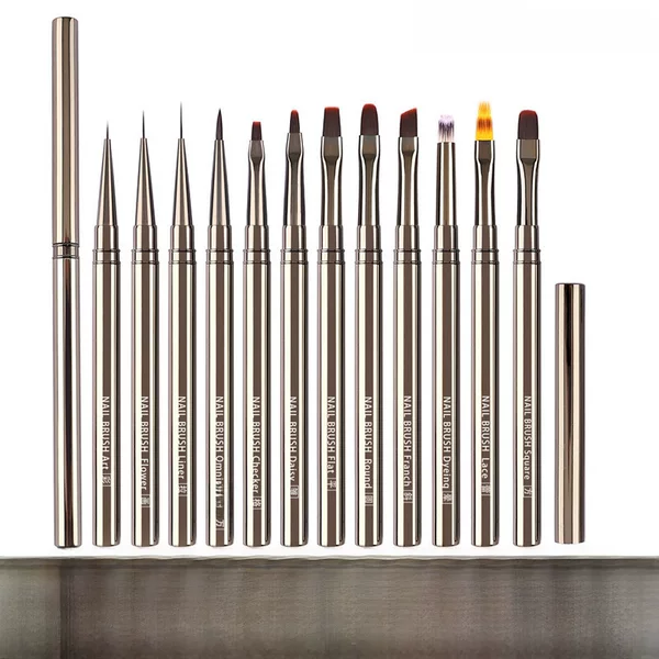 Cross-Border Nail Art Brush Set, Complete Set with Metal Handles, Painting Brushes, Square and Round Phototherapy Brushes, Gradient Brushes, Sweep Brushes, Functional Brushes