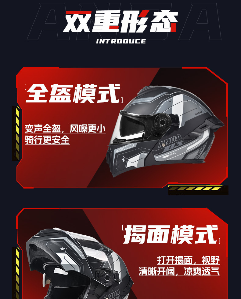 [Bluetooth Gift Pack] Ad Electric Motorcycle Helmet 3C Certified Full-Face Helmet for Men, Suitable for All Seasons, Flip-Up Helmet