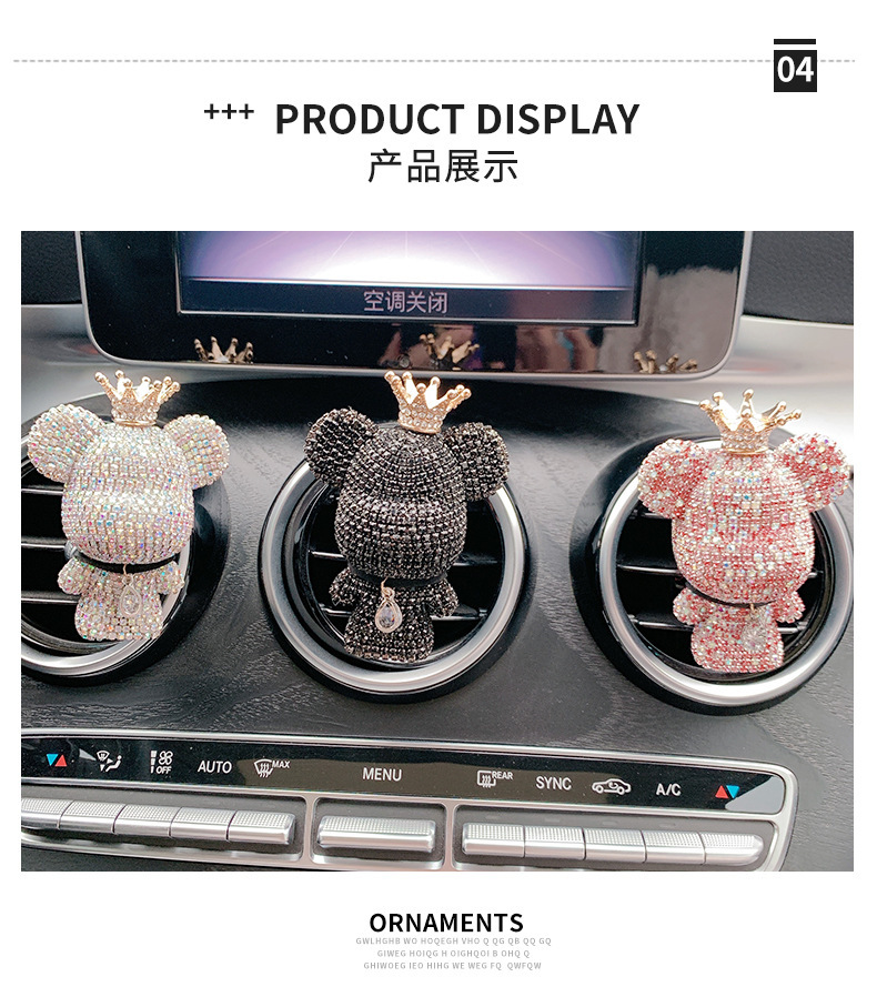 New rhinestone violent bear creative car decoration air outlet car aromatherapy Diamond-embedded car accessories factory wholesale