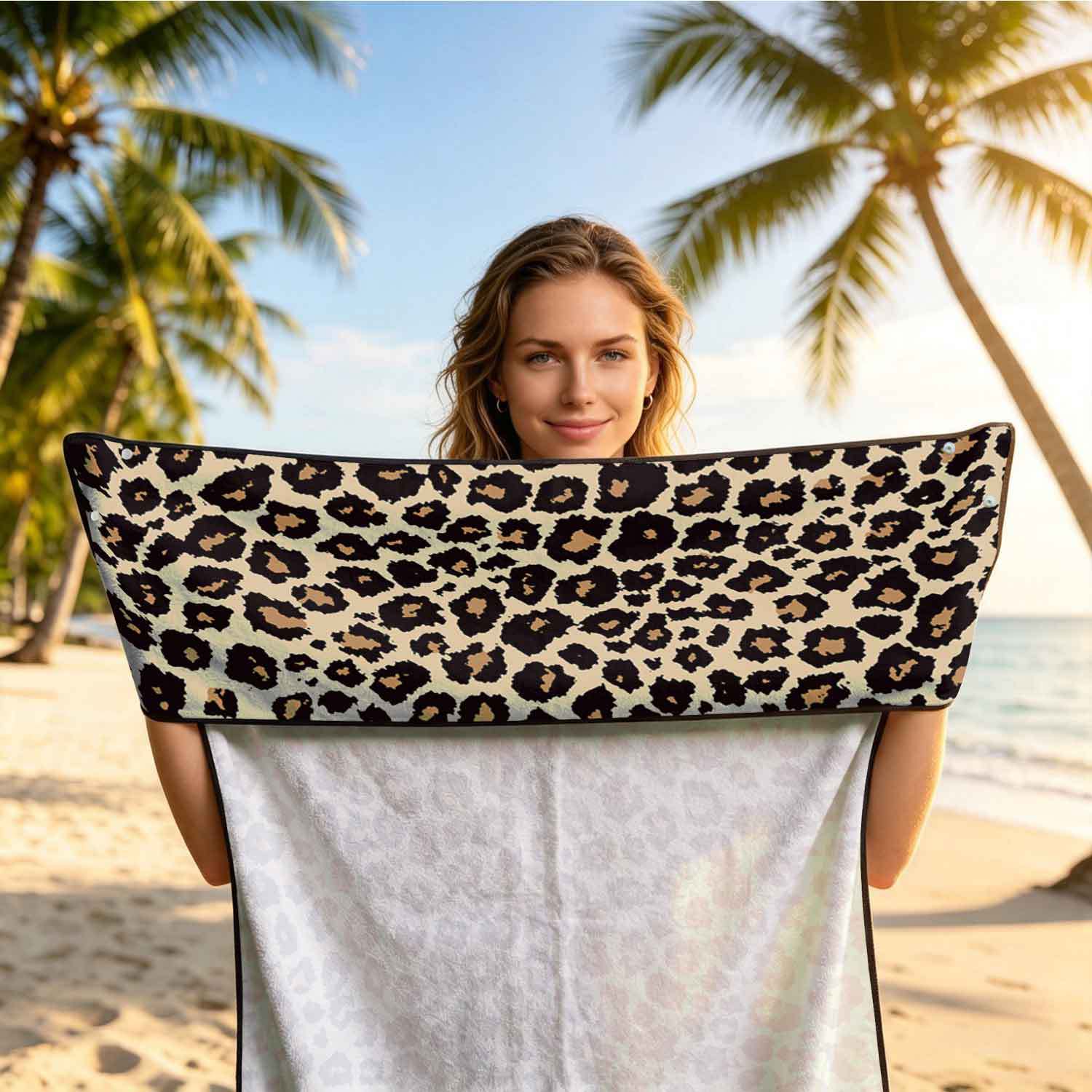 Printed bath towel and car seat cover 2-in-1, ultra-fine fiber outdoor beach and car dual-use universal seat cushion