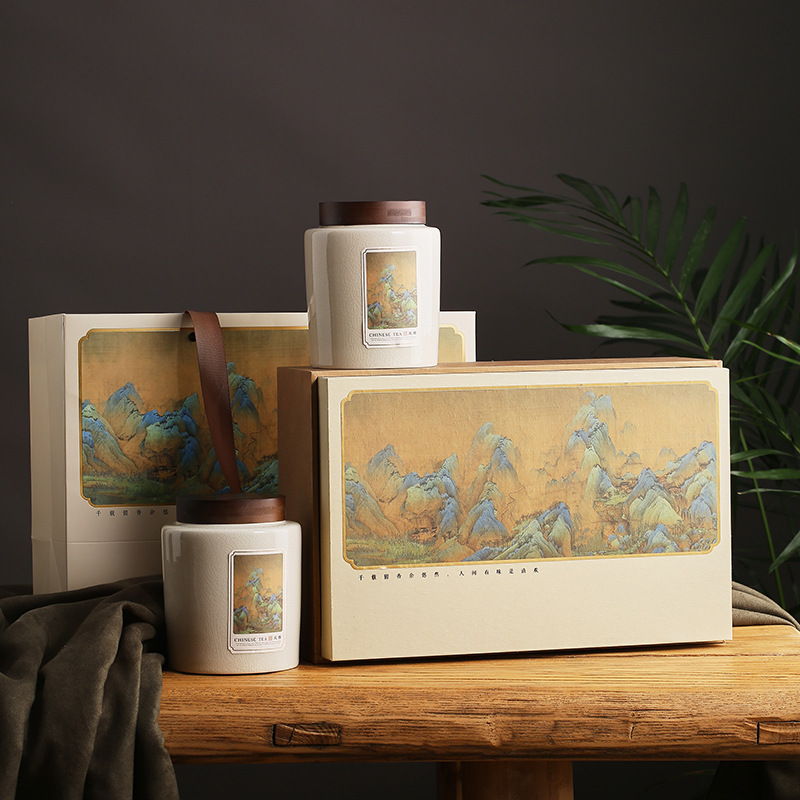 陶瓷茶叶罐空礼盒红茶白茶绿茶龙井茶信阳毛尖通用茶包装礼盒空盒