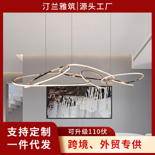 现代极简餐厅吊灯轻奢创意不锈钢高端吧台不规则艺术设计师吊灯-阿里巴巴
