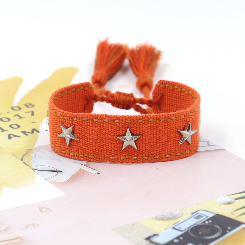 1 Piece Retro Star Stripe Alloy Polyester Unisex Bracelets display picture 3