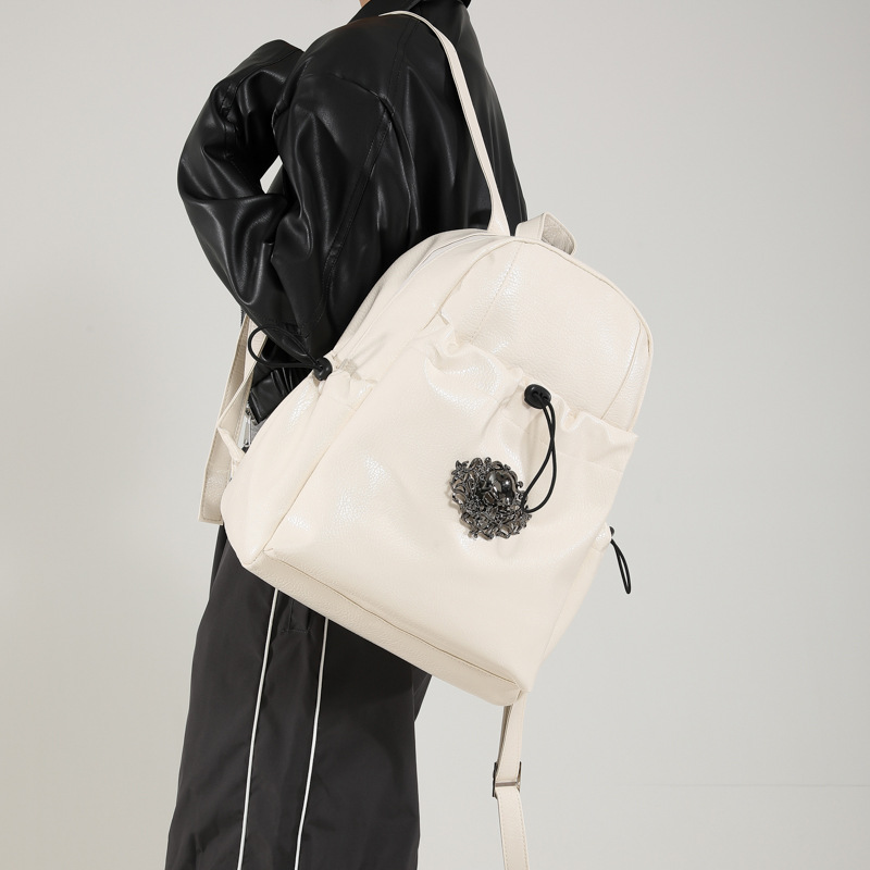 Europa y los Estados Unidos retro estilo de la universidad mochila de mujer simple color sólido de gran capacidad mochila de estudiantes 2025 nueva mochila de mujer