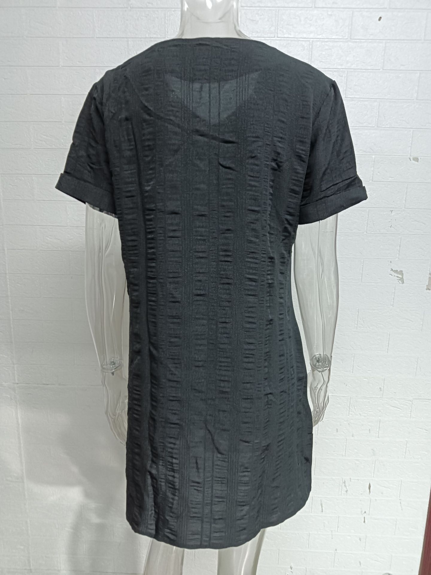 210g Weight Knee-Length Dress Length Type Short Sleeve Sleeve Length Regular Dress Dresses Type Regular Sleeve Sleeve Type Spandex, Polyester Fabric Type Mid Waist Waist Line Daily Occasion V Neck Neckline Regular Fit Fit Type Solid Color Pattern Summer, Spring Season Women's Gender Casual, Elegant Style Wholesale Women's Casual Elegant Solid Color Daily V Neck Short Sleeve Regular Dress 8