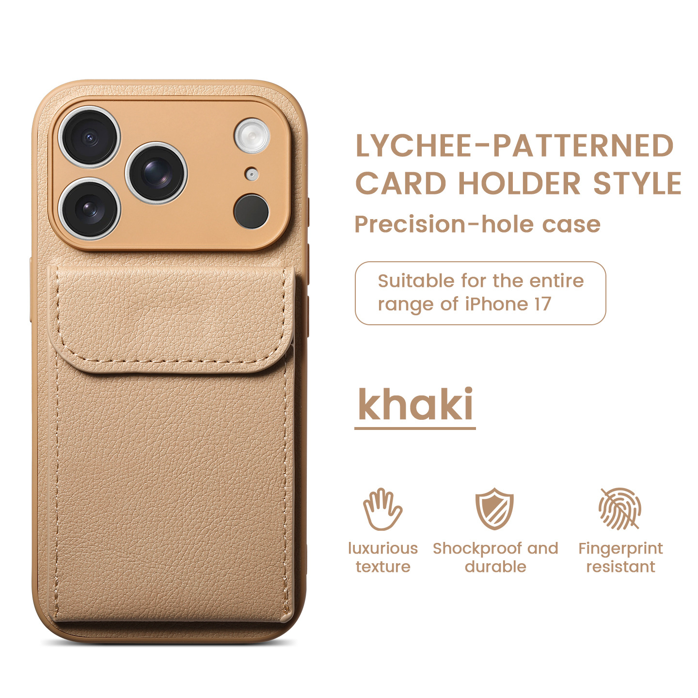 Funda de Cuero con Tarjetero para iPhone 16 y 17 Pro Max con Soporte Magnético, A Prueba de Golpes y Anticaída
