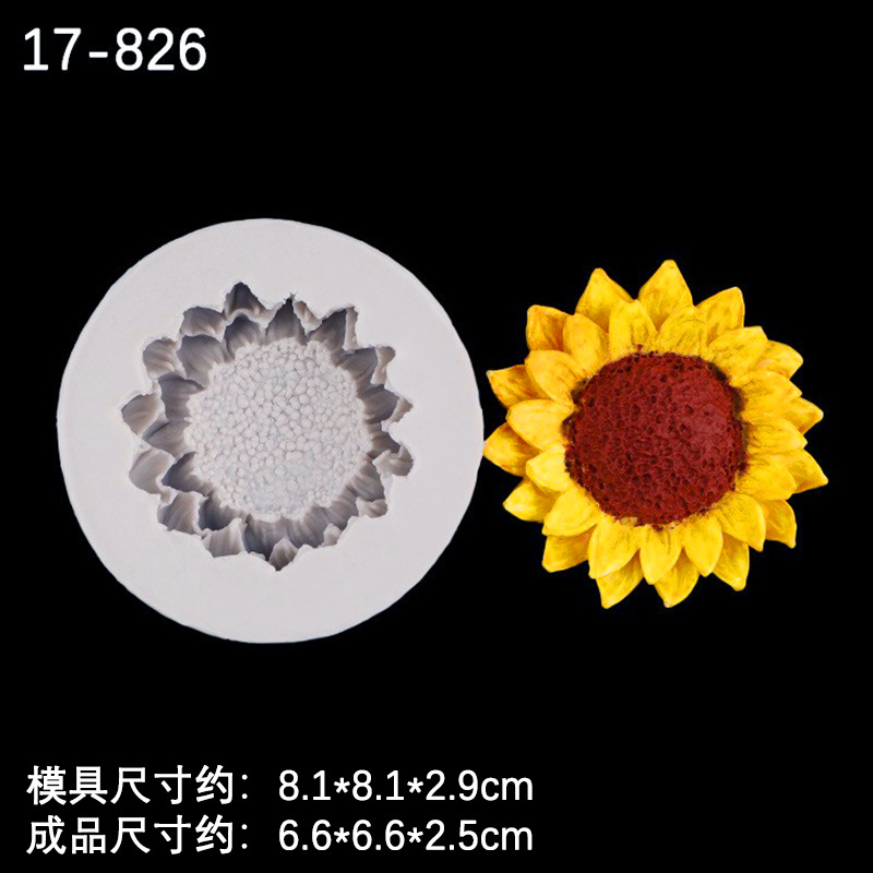 Creativo girasol forma silicona molde chocolate aromaterapia yeso vela fondant cake chocolate decoración molde