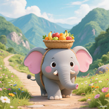 跨境爆品可爱大象创意卡通贴纸儿童笔记本专用贴纸