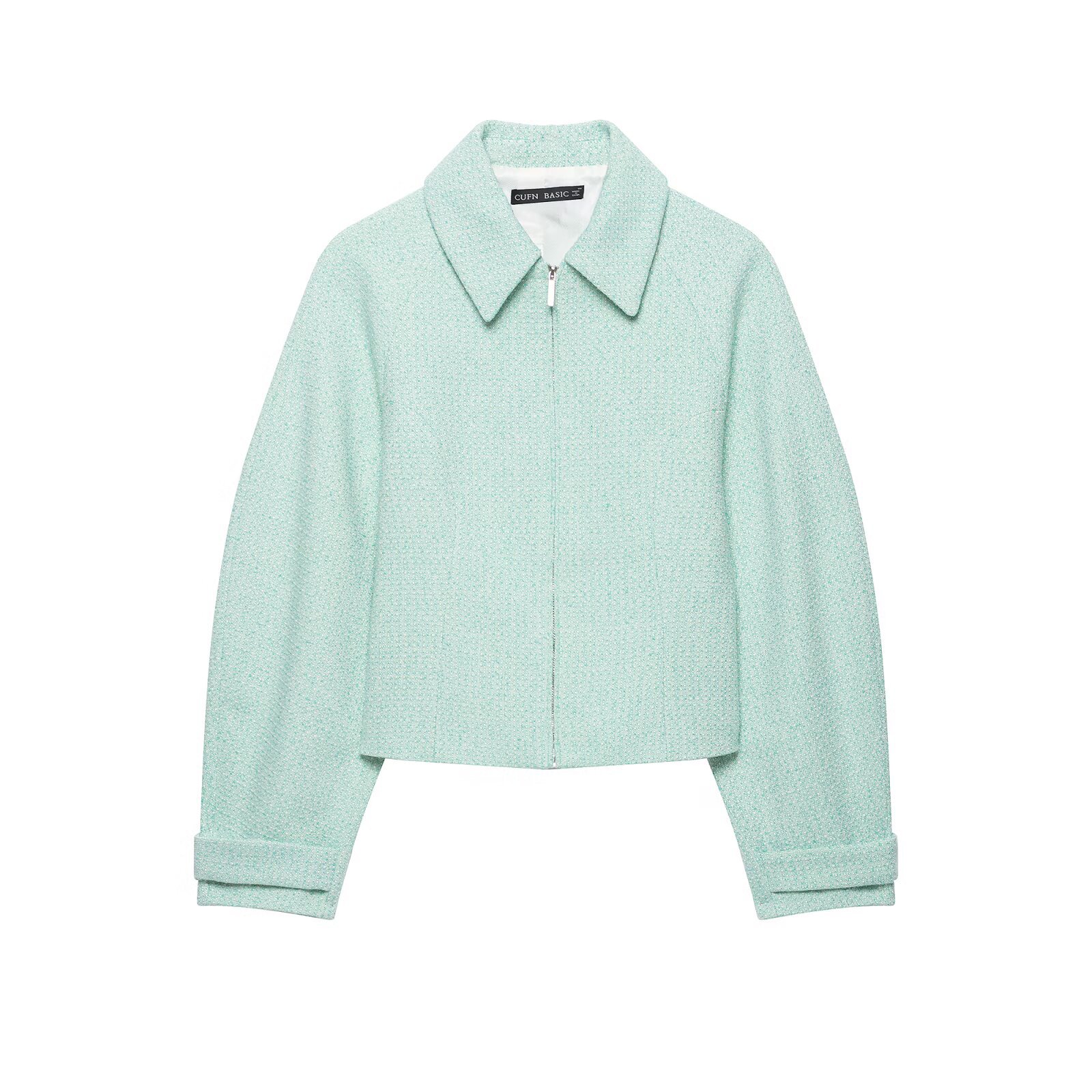 Cross-border women's clothing 2026 autumn/winter new style, fashionable and elegant casual zip-up textured jacket 2978134