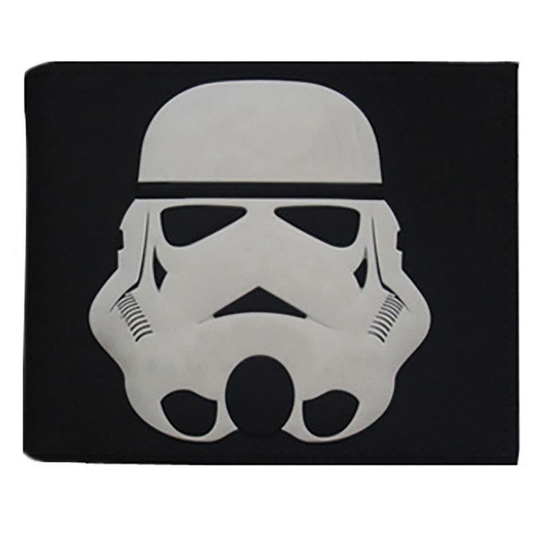 Cartera de Star Wars alrededor del cine y la televisión, guerrero negro, soldado blanco, cartera corta de dos plegados, cartera PU para hombres adolescentes