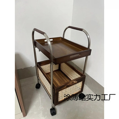 不锈钢小推车双层带轮置物架脸盆架卧室客厅餐厅酒店收纳家用