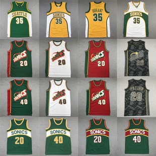 Basketball jersey Sonics 20# 40# embroidered basketball suit Sonics basketball jersey