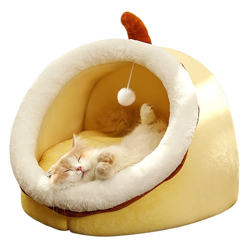 Nuevo Otoño e Invierno perrera cálido nido de animales de dibujos animados semi-cerrado nido de mascotas extraíble y lavable gato nido suministros para mascotas