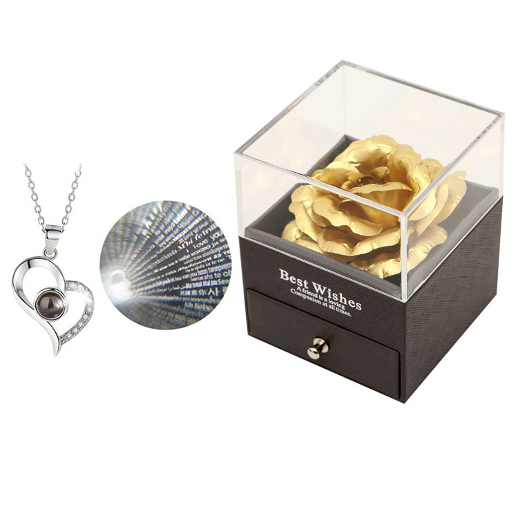 Colorido oro rosa collar joyería caja de regalo del Día de San Valentín perla cristal pulsera traje Amazon nuevo