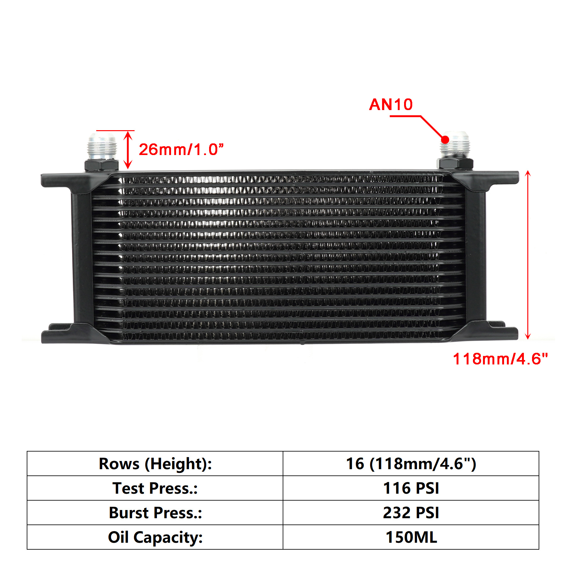 An10 Universal British Oil Cooling Radiator Engine Oil Cooler 7/10/13/16/19/25/30 Rows