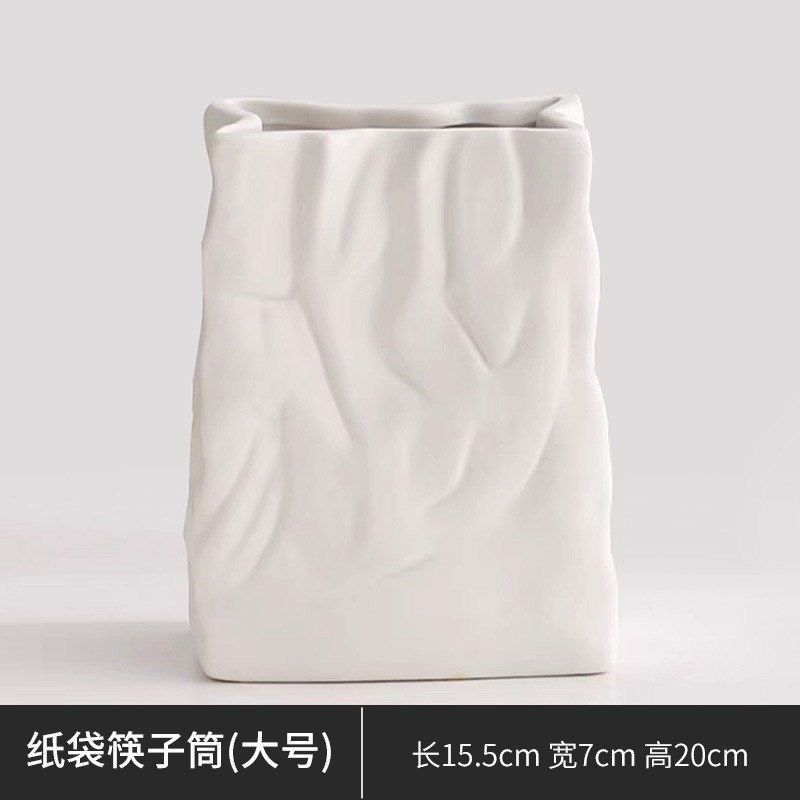 Venta directa de fábrica Soporte de tubo de palillos simple Tubo de cerámica de lujo ligero Adornos cuadrados Cara humana creativa nórdica Tubo de almacenamiento abstracto image 22