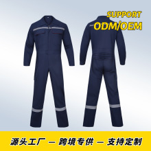 跨境外贸款涤棉工作服男套装连体劳保服耐磨汽修工地车间连体服