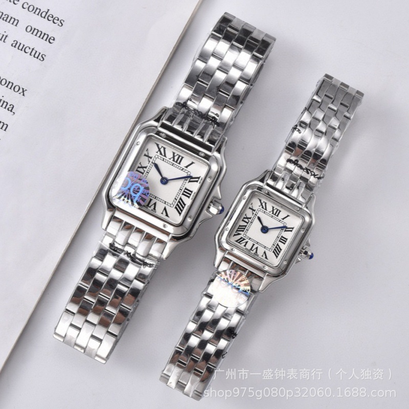 Foreign Trade Classic Little Cheetah Vk Quartz Steel Case Fashion Women's Watch with Diamonds Roman Santos Steel Strap Cross-Border Dropshipping