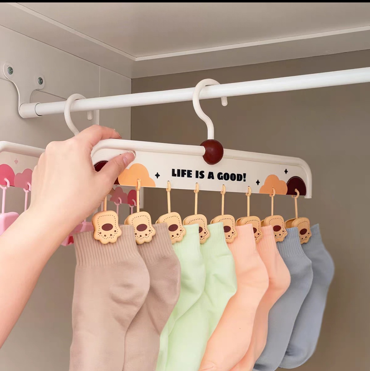 Cartoon Kitten Sock Drying Clip for Home Balcony Multifunctional Sock Drying Tool Student Dormitory Multi-Clip Storage