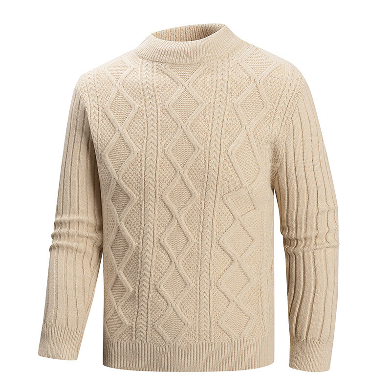 Korean-Inspired Knit Cardigan – Men's Oversized Twist Stitch Sweater (White/Black/Khaki/Blue, M-3XL)_viptrois.com