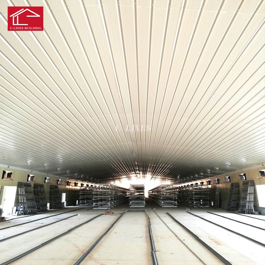 现代钢结构鸡舍建造 轻钢构家禽舍建筑 保温隔热蛋鸡肉鸡养殖厂棚