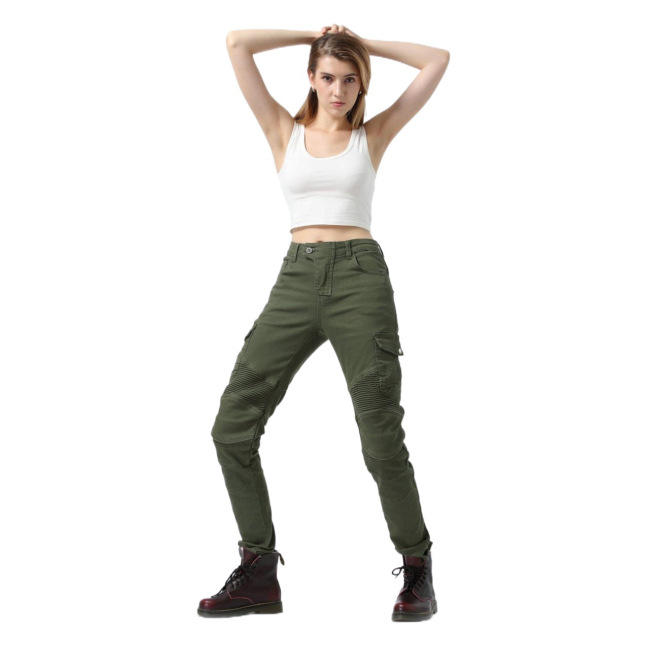 Directo de fábrica VOLERO ejército verde casual Harley motocicleta pantalones de la motocicleta pantalones vaqueros pantalones de carreras de motos para las mujeres