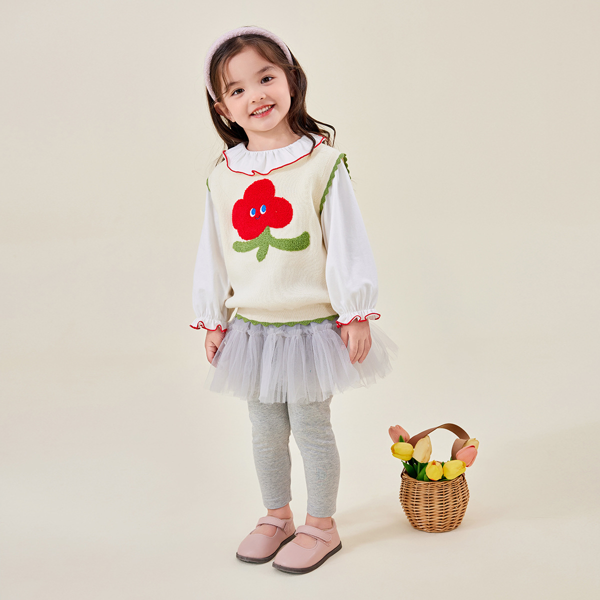 Dudu home girl's vest spring vest children's vest Spring and Autumn baby waistcoat girl's treasure knit vest children's vest