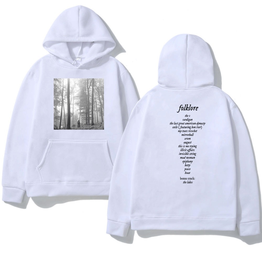 Taylor Pullover Music Album Folklore Print Hooded Sweatshirt