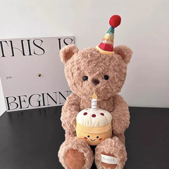 网红爆款生日小熊毛绒玩具公仔生日蛋糕搂睡抱枕可爱蛋糕熊玩偶
