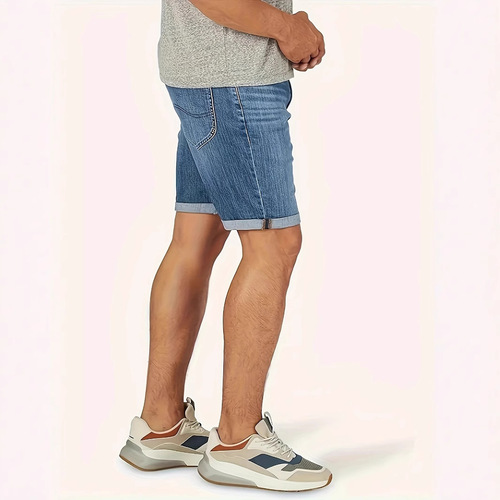 European and American Cross-border Supply Trendy New Men's Casual Straight Leg Rolled Hem Jeans Five-Pocket Pants