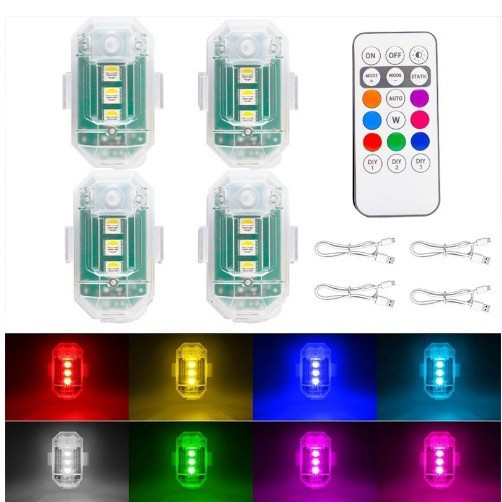 Luz de avión de control remoto inalámbrico motocicleta LED colorido flash luz trasera de bicicleta luz piloto