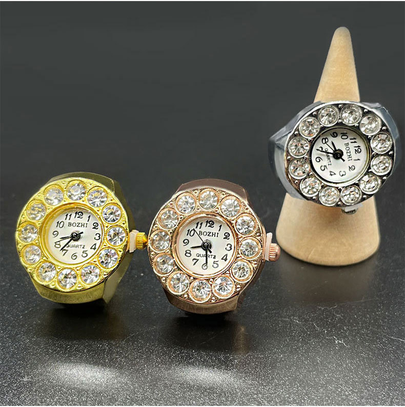 15g Weight Quartz Glass Mirror Material Stainless Steel Strap Material Watch Rings Classification Casual Round Quartz Watch Rings