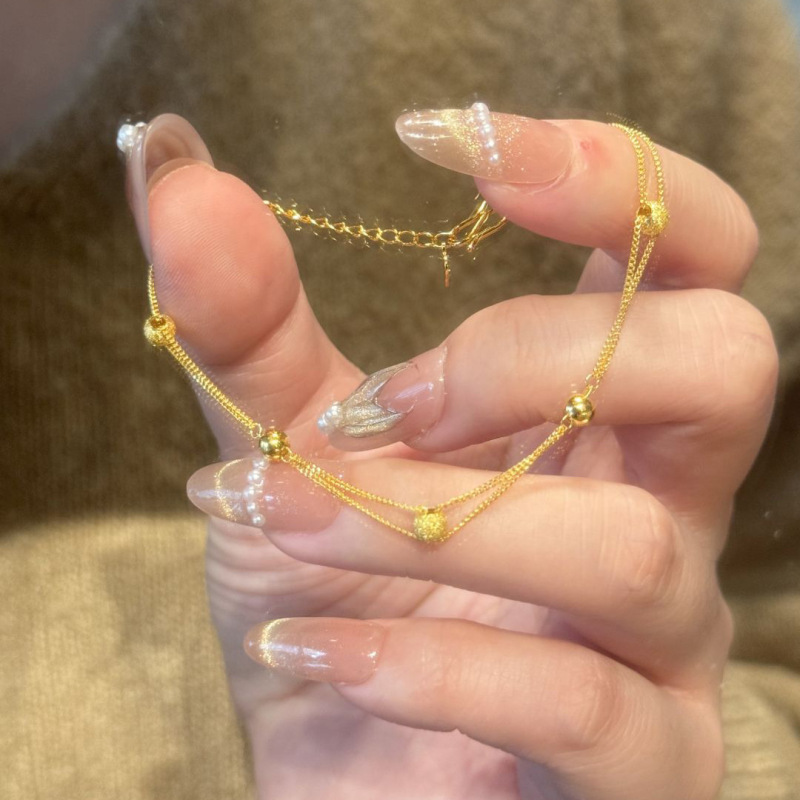 Xiaohongshu's Same Style Golden Double-Layer Stacked Transfer Bead Bracelet for Women Niche Design Accessible Luxury Exquisite High-End Jewelry Xiaohongshu's Same Style Golden Double-Layer Stacked Transfer Bead Bracelet for Women Niche Design Accessible Luxury Exquisite High-End Jewelry