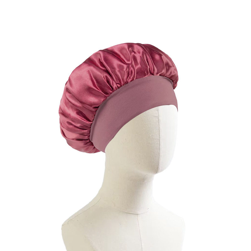 Gorro de Noche de Satén para Mujer con Borde Ancho para Dormir y Cuidado del Cabello image 10