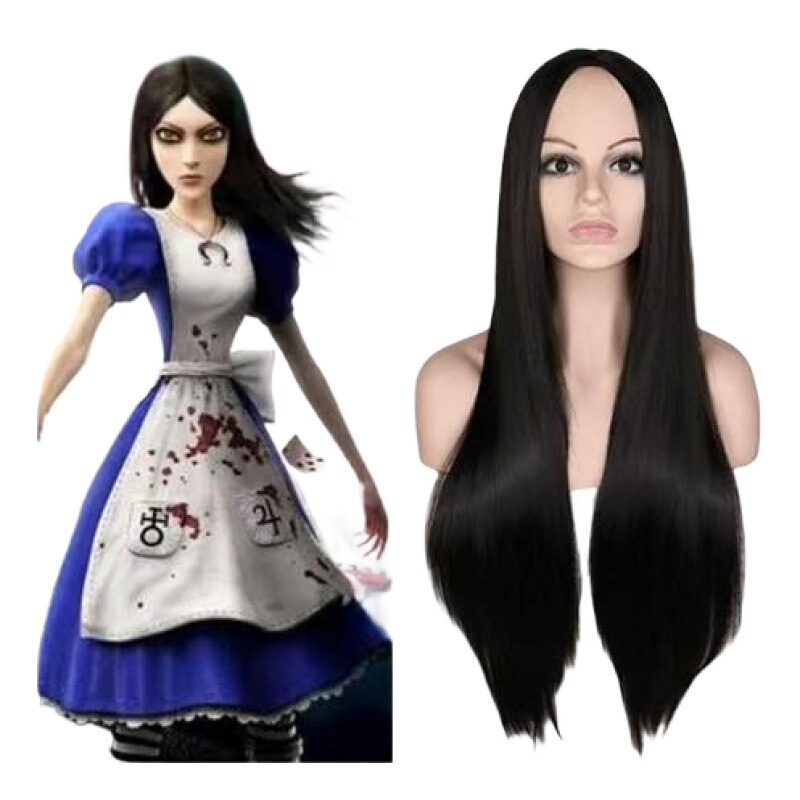 EBAY US TV Alice cosplay Crazy Return to Maid Black Middle Long Straight Princess Wig 2024 EBAY US TV Alice cosplay Crazy Return to Maid Black Middle Long Straight Princess Wig 2024