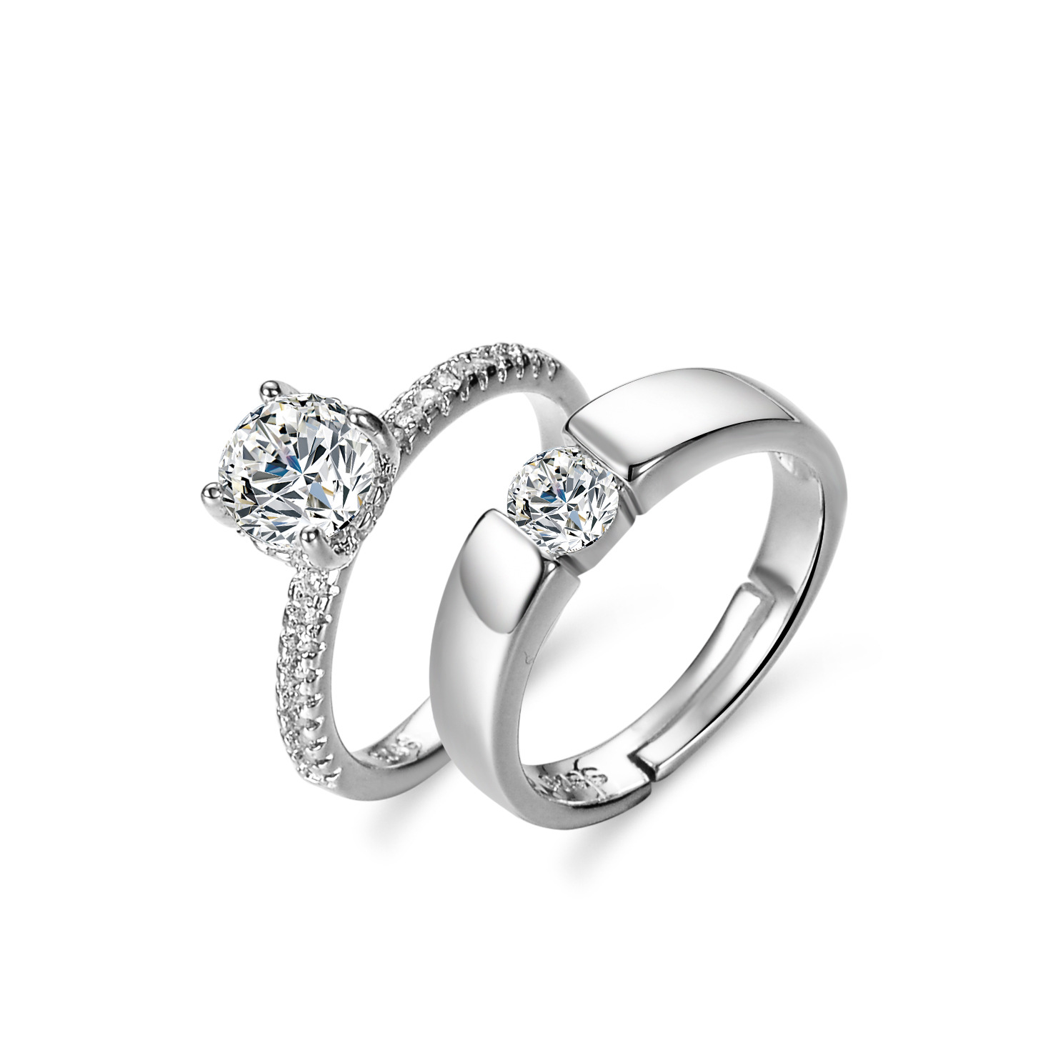 Fashionable elegant wedding ring with zircon for men and women