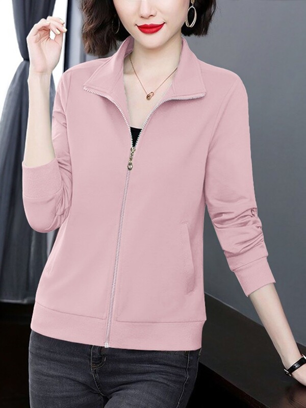 2025 New Short Jacket Women's Sportswear Baseball Jacket Top Spring and Autumn Mom Zip-Up Sweatshirt