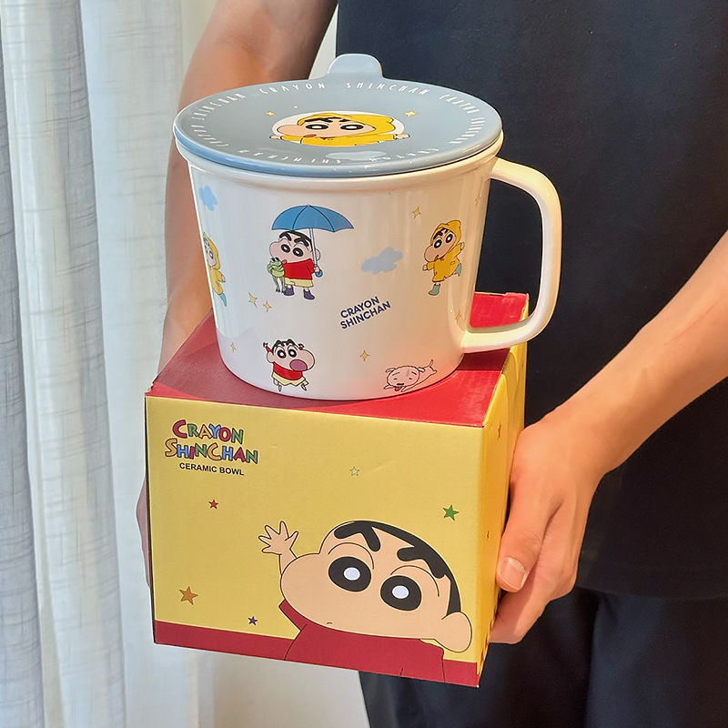 クレヨンしんちゃんセラミックインスタントラーメンボウルホーム新2025高価値カップル大スープヌードルボウル女性ギフトお土産|undefined