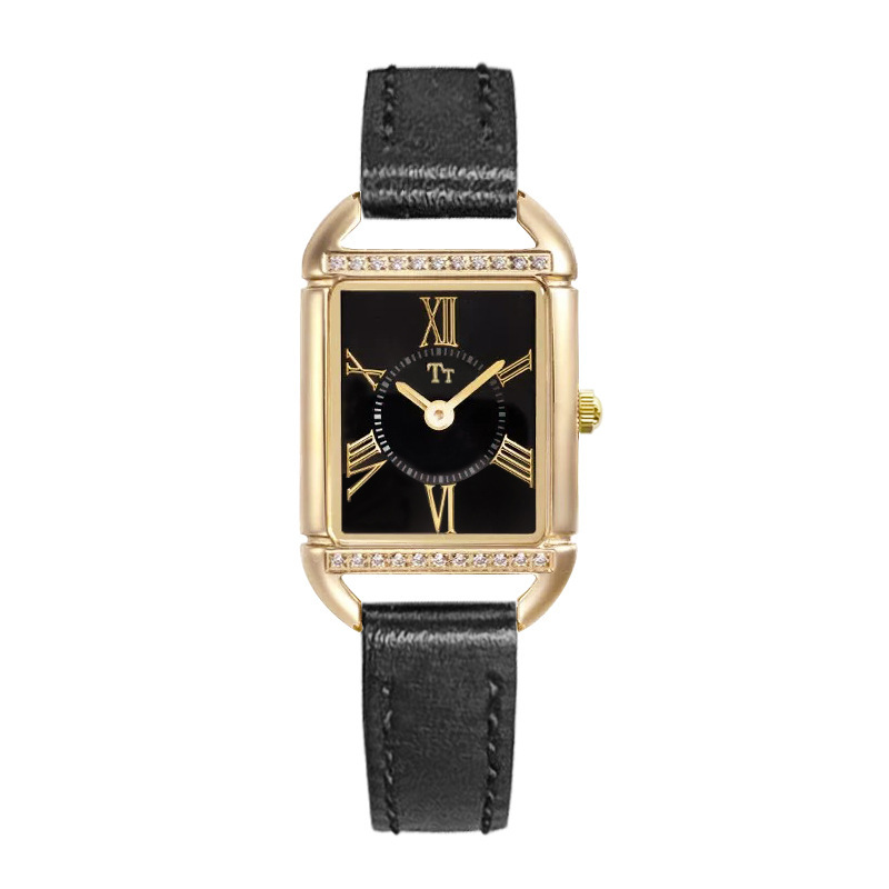 Tt/Tianta Fashion Square Diamond-Studded Belt High-End Roman Numerals Classic H Women's Watch_voghion.com