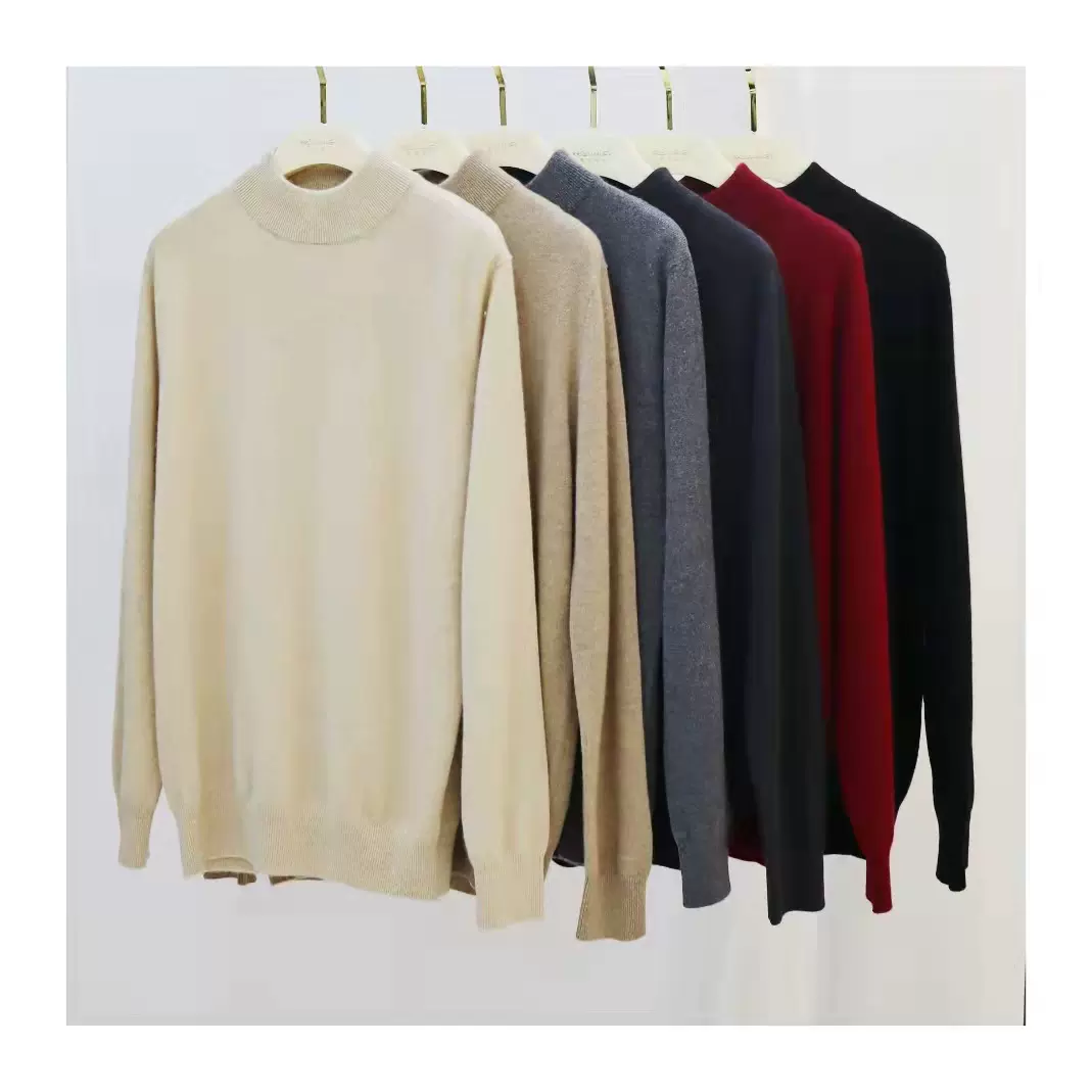 01B1289半高领纯山羊绒针织衫男士长袖羊绒衫打底衫毛衣中长款