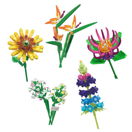 Philogee MINI622005 Building Flower Bouquet with Vase for Kids, Educational Assembly Toy, Gift and Decor
