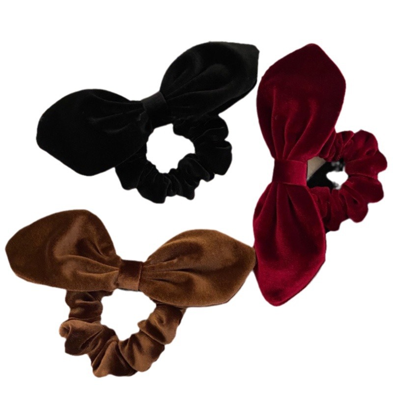 Scrunchie con fiocco in velluto vintage elastico per capelli_voghion.com