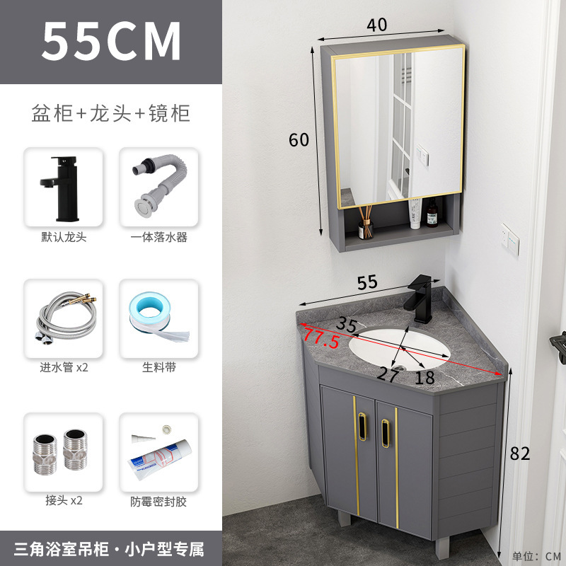 Piso lavabo gabinete combinación pequeño apartamento baño triángulo mesa de lavado esquina lavabo piscina