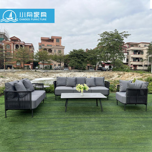 Nordic Outdoor Furniture Community Courtyard Garden Terrace Villa Drawstring Sofa Outdoor Waterproof Sunscreen Rattan Chair Combination