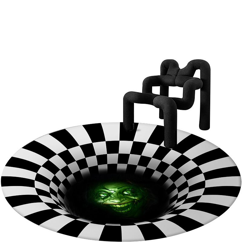 Transfronteriza visión estéreo blanco y negro ronda alfombra de la sala de estar dormitorio mesa de café alfombra de piso 3D ilusión trampa puede ser enviado en nombre