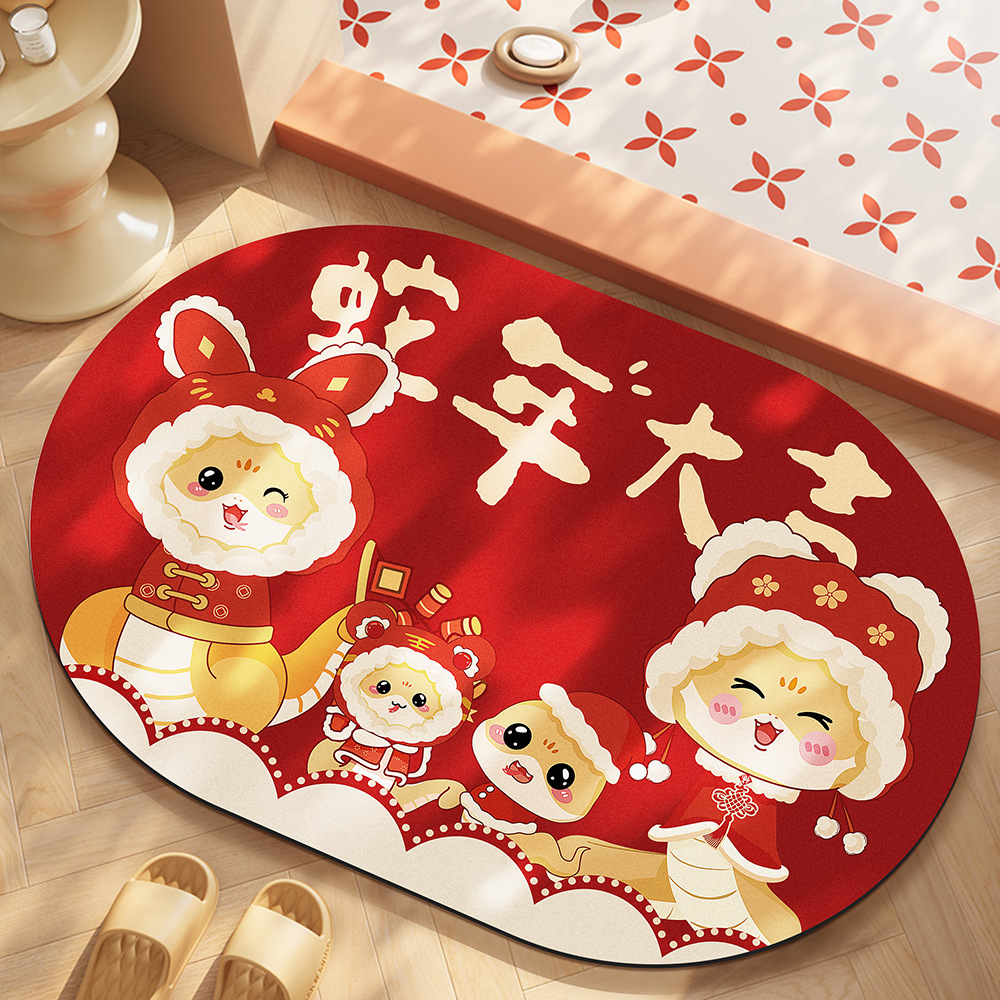 Baño de barro de diatomeas alfombra de suelo de absorción de agua Año Nuevo Festival de Primavera inodoro puerta inodoro antideslizante alfombra de boda alfombra festiva