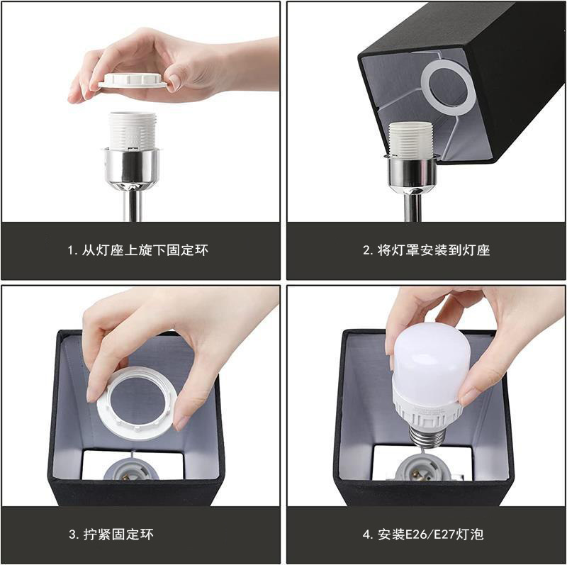 Cross-border European-style square fabric decorative small table lamp with dual charging function, suitable for dormitories, bedrooms, study, reading, eye protection bedside lamp