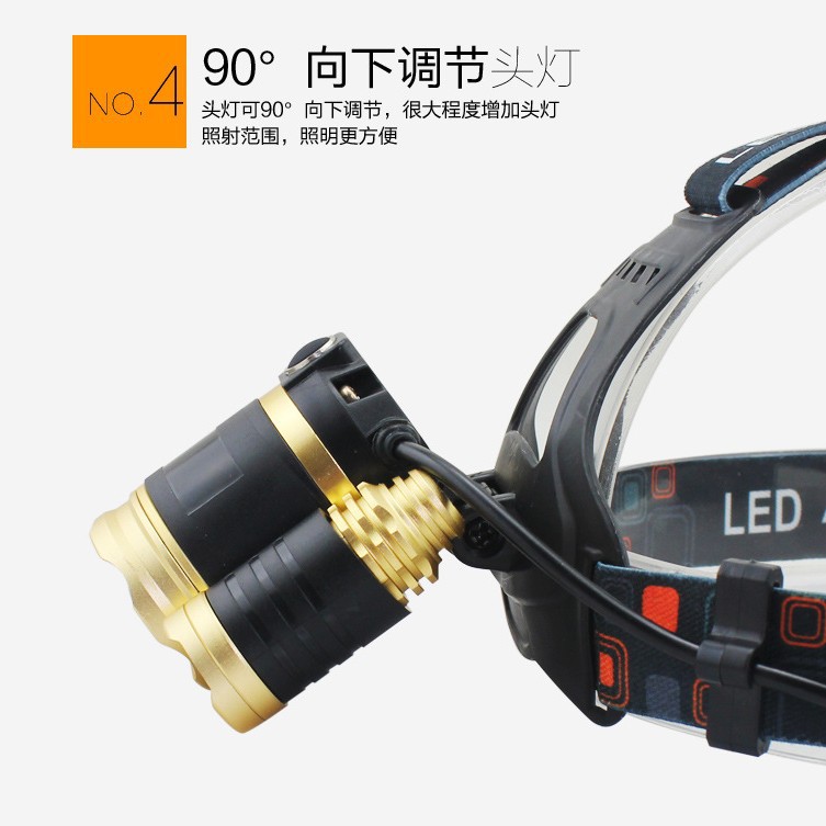 Nuevo enfoque recargable LED fuerte luz faro Super brillante Lámpara de pesca impermeable T6 linterna de alta potencia montado en la cabeza al por mayor