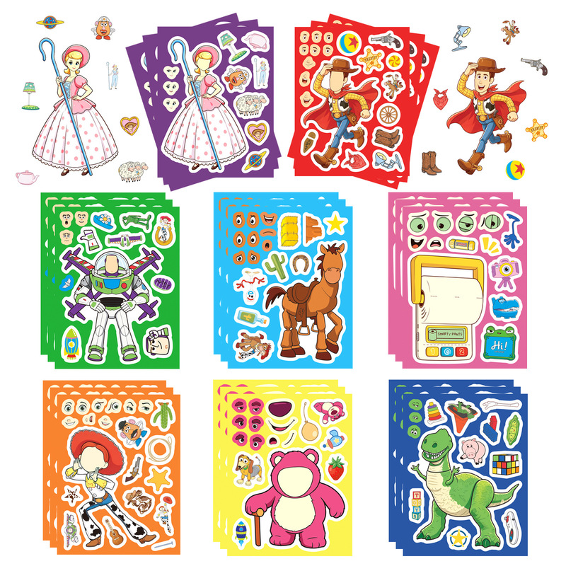 8 sheets of cute cartoon Toy Story 5 stickers, creative children's educational DIY craft collage stickers