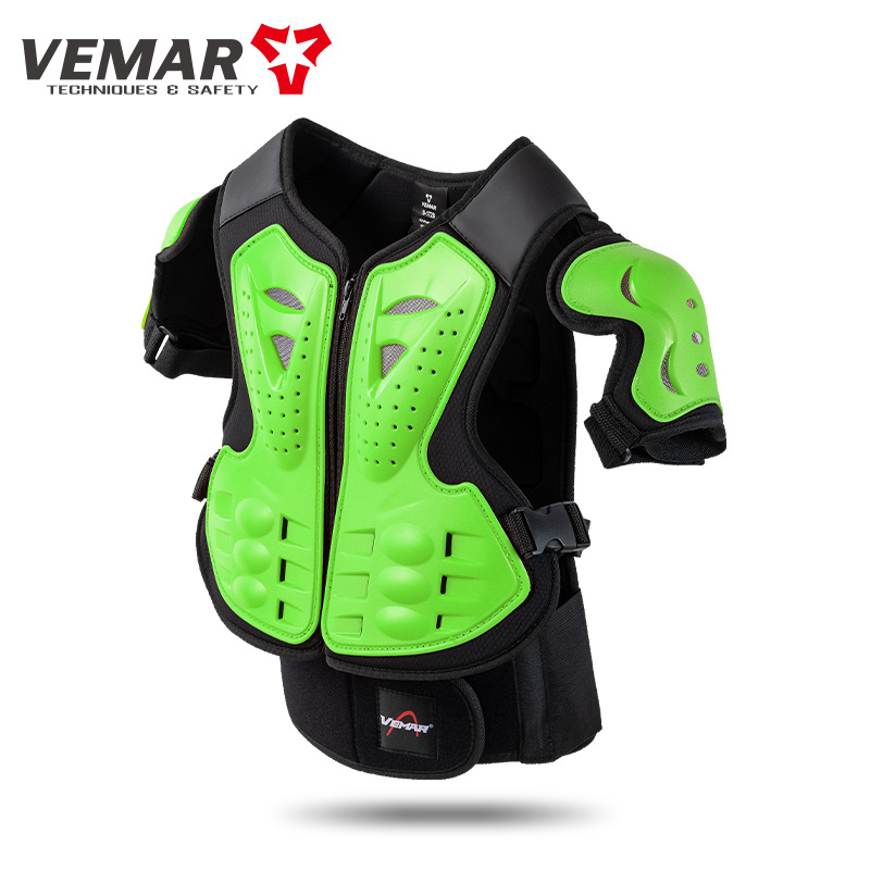 Combinaison de protection pour enfants, idéale pour la moto, le roller et la draisienne. Protection optimale contre les chutes grâce à ses coudières, genoux, dos et ceinture._voghion.com